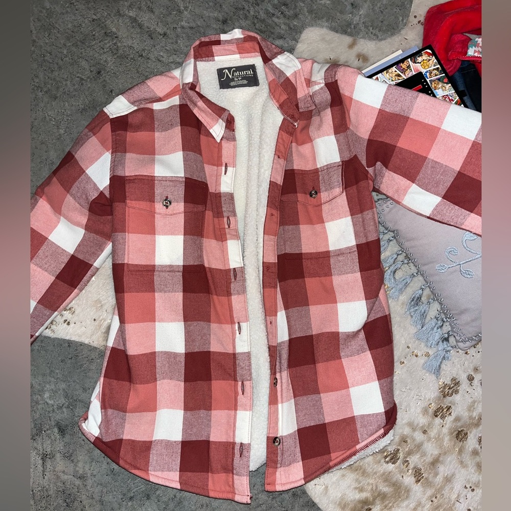 Pink fuzzy flannel jacket